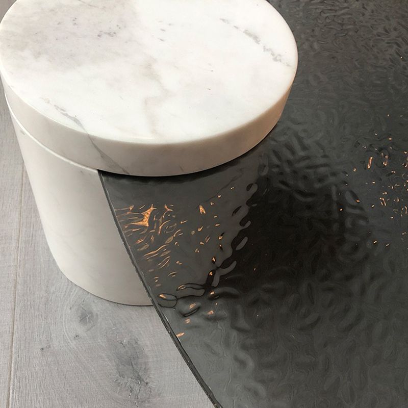 9.8"H Modern Marble Abstract Base Glass Round Coffee Table for Living Room Clearhalo 'Coffee & Accent Tables' 'Coffee Tables' 'coffee_tables' 'furn' 'furn_coffee_tables' 'Furniture' 'furniture_coffee_tables' 'Living Room Furniture' 1200x1200_b87c1a3c-9b60-4b98-a81b-ded21409f8e8