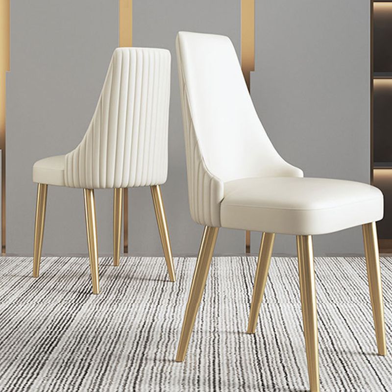 Glam Style Faux Leather Chair Armless Side Chairs with Metal Legs Clearhalo 'Dining Chairs' 'Dining Tables & Seating' 'dining_chair' 'furn' 'furn_dining_chair' 'Furniture' 'Kitchen & Dining Furniture' 1200x1200_b87c5a6f-bf1b-4e55-a7ac-5e818e0f1243