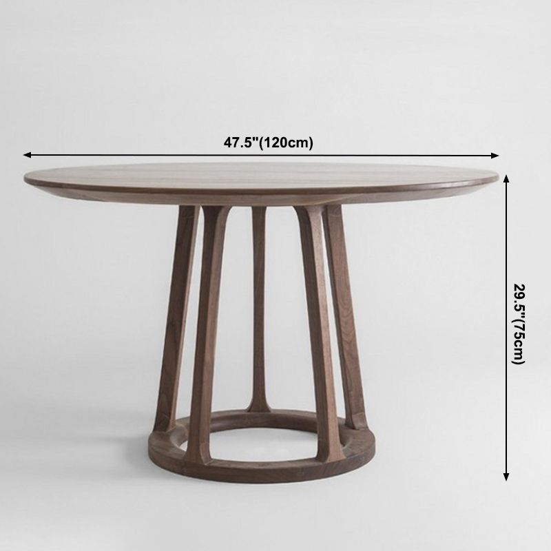 Modern Style Solid Wood Dining Table Brown Round Table with Pedestal Base for Home Clearhalo ' dining_table' 'Dining Tables & Seating' 'Dining Tables' 'furn' 'furn_dining_table' 'Furniture' 'furniture_dining_table' 'Kitchen & Dining Furniture' 'kitchen&dining_furn' 'kitchen' 'kitchen_dining_table' 1200x1200_b87eff24-0807-4a37-8773-e7904f69bff3