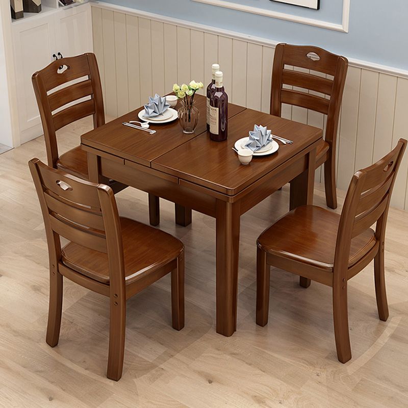 Table de salle à manger en bois massif marron Table de dinette contemporaine
