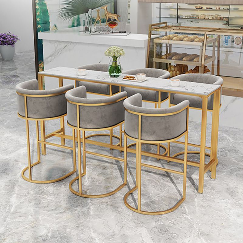 Glam White Faux Marble Pub Bar Table Indoor Gold Bar Dining Table Fixed Table, Only Table Clearhalo 'Bar Furniture' 'Bar Tables' 'bar_tables' 'furn' 'furn_bar_tables' 'Furniture' 'furniture_bar_tables' 'Kitchen & Dining Furniture' 'kitchen&dining_furn' 'kitchen' 1200x1200_b87fcac8-ed2d-4811-b085-4b1f25f9ad19