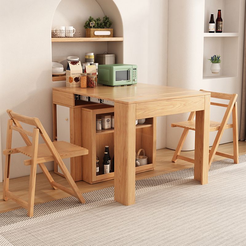 Adjustable Dining Table Wooden Dining Table with Storage for Dining Room