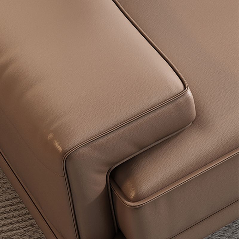 モダン縫製枕バッククッションソファ茶色の本物の革の正方形の腕ソファ