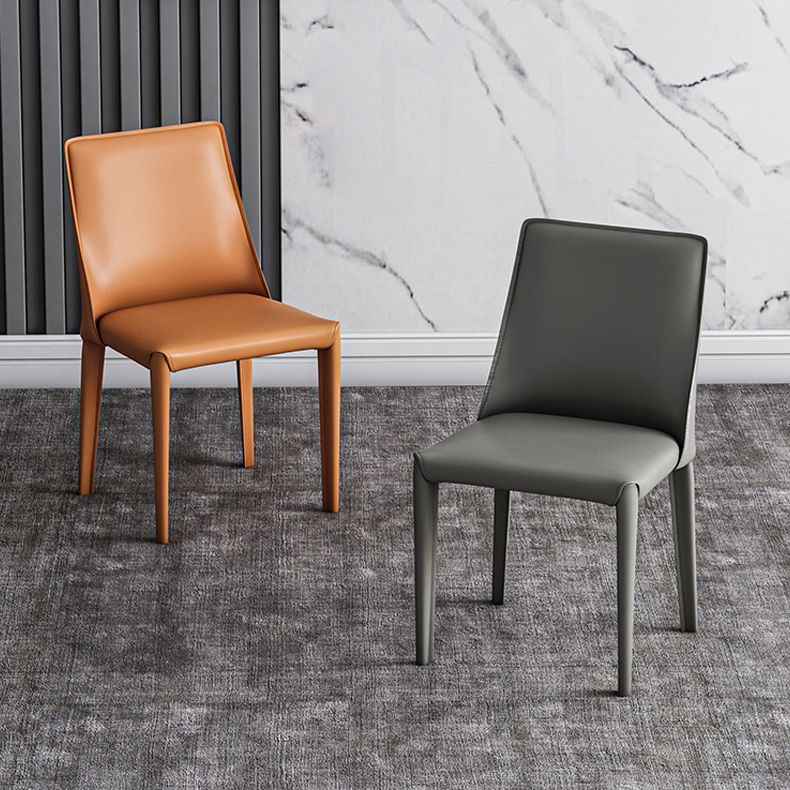 Designer Style Hotel Leather Side Chair Matte Finish Solid Back Dining Chair Clearhalo ' kitchen&dining_furn' 'Dining Chairs' 'Dining Tables & Seating' 'dining_chair' 'furn' 'furn_dining_chair' 'Furniture' 'furniture_dining_chair' 'Kitchen & Dining Furniture' 'kitchen' 1200x1200_b881cab6-f6e0-4b19-ab31-8740a94014a5