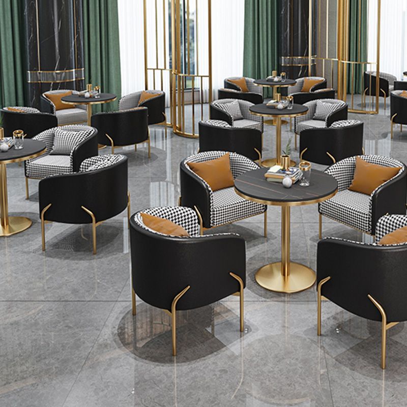 Traditional Luxury Round Dining Table Black Stone Top Table for Home