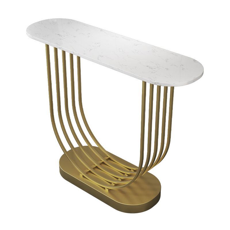 Console ovale in pietra Tabella 1-SHELF 11,81 "W tavolo accento per sala