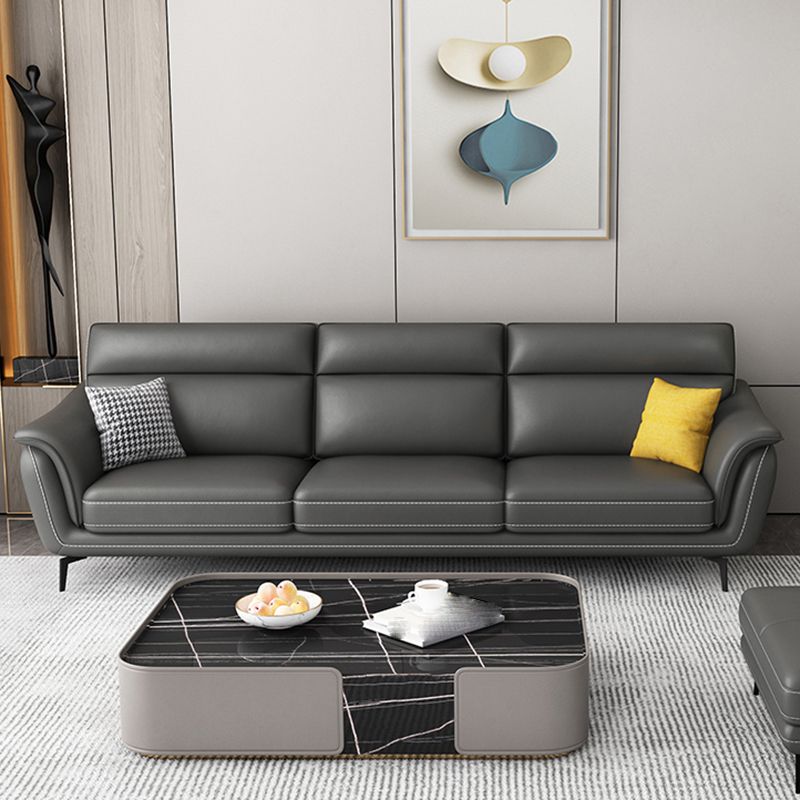 Modern Genuine Leather Sofa High Back Sectional with Pillow Top Arm Clearhalo 'furn' 'furn_sectionals' 'Furniture' 'furniture_sectionals' 'kitchen' 'kitchen_sectionals' 'Living Room Furniture' 'Sectionals' 1200x1200_b884396a-e828-457c-a053-5ff8e3d3b4cb