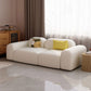 Modern Style Blocks Sofa White Wool Square Arm Seating - 25.6" H