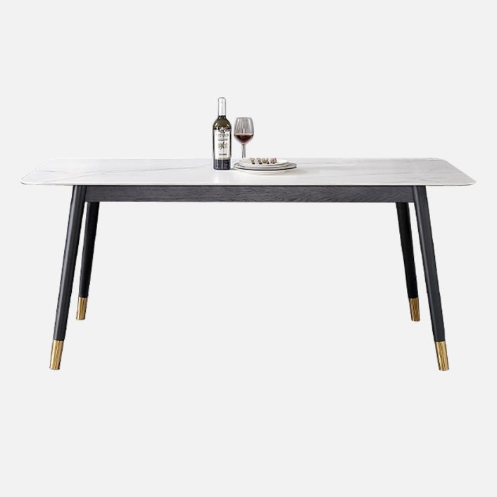 Industrial Style White Sintered Stone Dining Table 4 Legs Base Rectangle Table for Home Clearhalo ' dining_table' 'Dining Tables & Seating' 'Dining Tables' 'furn' 'furn_dining_table' 'Furniture' 'furniture_dining_table' 'Kitchen & Dining Furniture' 'kitchen&dining_furn' 'kitchen' 'kitchen_dining_table' 1200x1200_b885fb21-c34f-4bd4-bccb-e36f371a6757