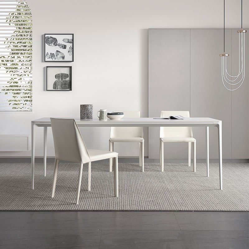 Modern White Stone Table 4 Legs Rectangle Dining Table for Kitchen Clearhalo 'Dining Tables & Seating' 'Dining Tables' 'dining_table' 'Furniture' 'furniture_dining_table' 'Kitchen & Dining Furniture' 'kitchen' 'kitchen_dining_table' 1200x1200_b886feba-e5ce-4868-89b3-2d2265b3e8cb