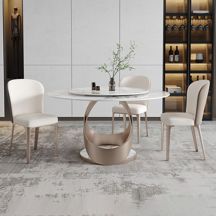 Modern 1/4/5/7 Pieces Dinette Set with White Sintered Stone Round Dining Table Set Clearhalo 'Dining Room Sets' 'Dining Tables & Seating' 'dining_room_set' 'furn' 'furn_dining_room_set' 'Furniture' 'furniture_dining_room_set' 'Kitchen & Dining Furniture' 1200x1200_b8883d32-cc99-470e-a0e2-a12caa3742e6
