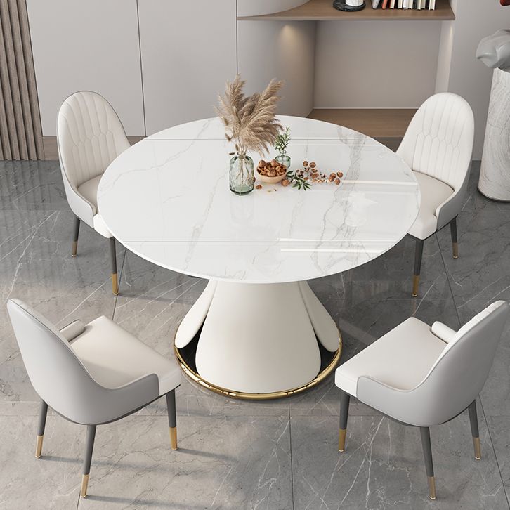 53'' Luxury Sintered Stone Dining Table Extendable Rectangle Table with Metal Pedestal Clearhalo ' dining_table' 'Dining Tables & Seating' 'Dining Tables' 'furn' 'furn_dining_table' 'Furniture' 'furniture_dining_table' 'Kitchen & Dining Furniture' 'kitchen&dining_furn' 'kitchen' 'kitchen_dining_table' 1200x1200_b8889273-b52a-49e8-a0e6-382c96792eea