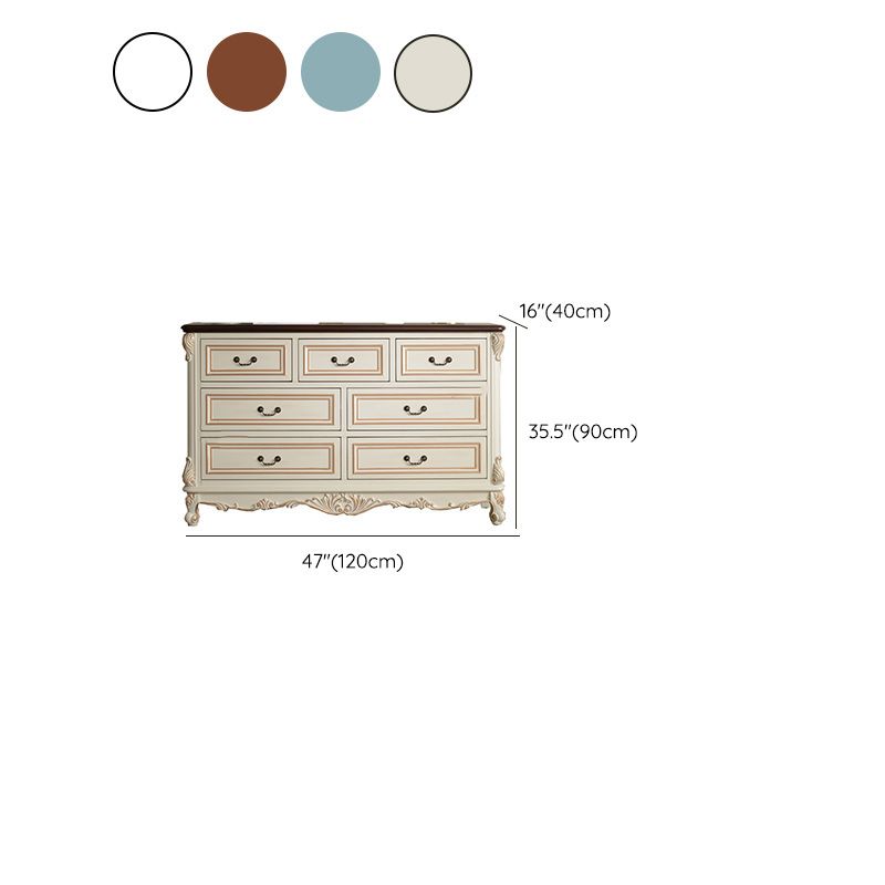 Cómoda de almacenamiento tradicional de madera maciza con 4/5/6/7 cajones