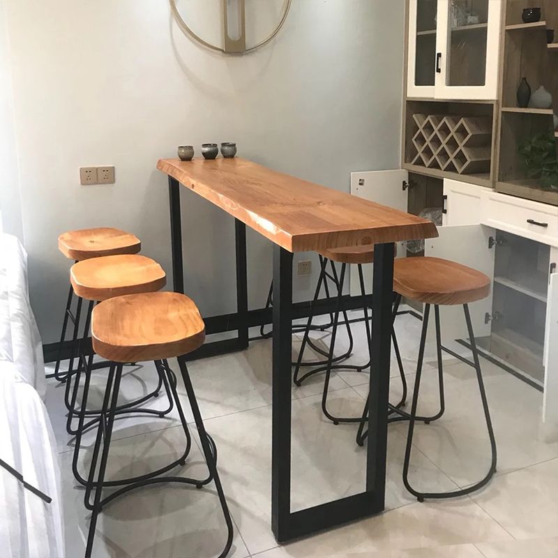 Brown Modern Style Table Solid Wood and Iron Milk Tea Shop Bar Table Clearhalo 'Bar Furniture' 'Bar Tables' 'bar_tables' 'furn' 'furn_bar_tables' 'Furniture' 'furniture_bar_tables' 'Kitchen & Dining Furniture' 1200x1200_b88bc1db-3423-4387-8682-28e2fbdcfcb1