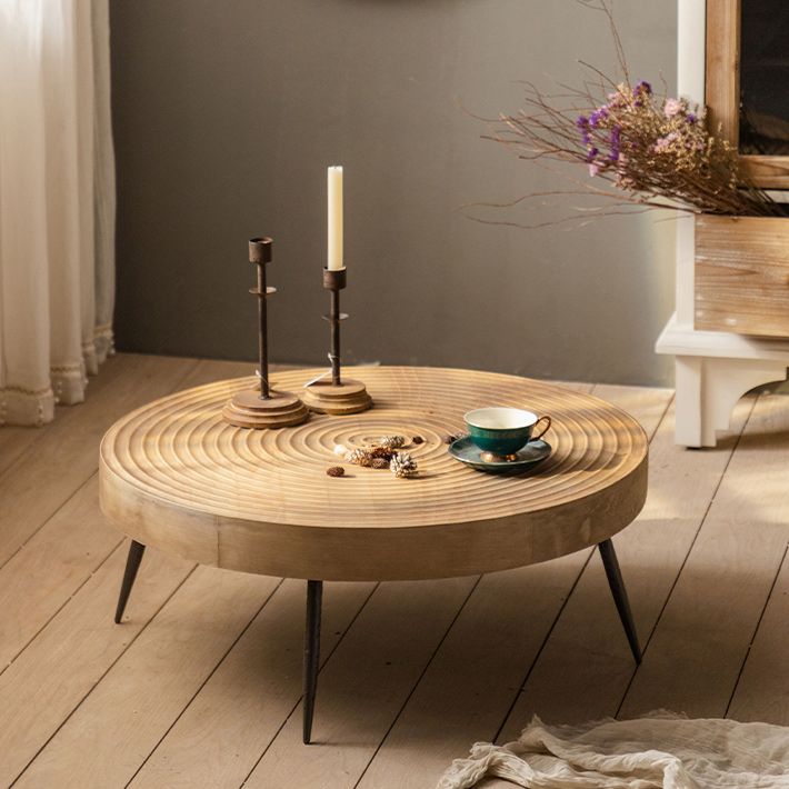Distressed Wood Round Coffee Table French Country Style 1 Single Cocktail Table