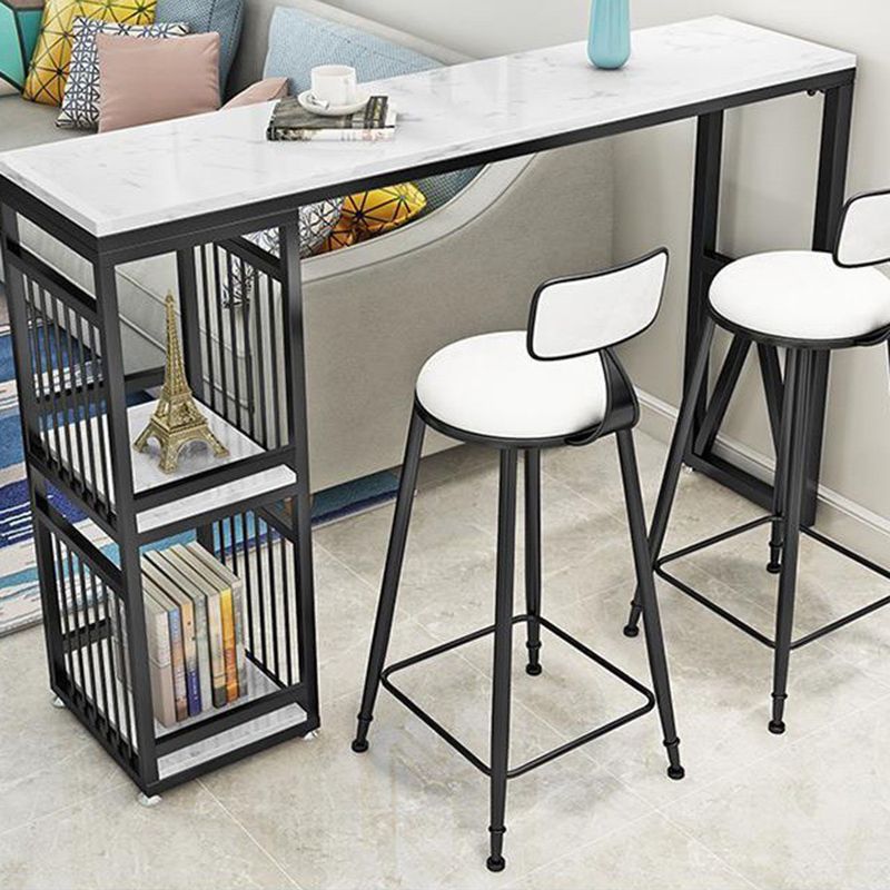 Faux Marble Top Table Glam Bar Height Pub Table with 2 Shelves Clearhalo 'Bar Furniture' 'Bar Tables' 'bar_tables' 'furn' 'furn_bar_tables' 'Furniture' 'Kitchen & Dining Furniture' 1200x1200_b88df049-03da-4df0-b062-cf4c625f5d37