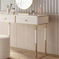 Vanité de maquillage glamour avec 2 tiroirs de rangement ensemble de vanité en bois blanc, 15,74 "de large