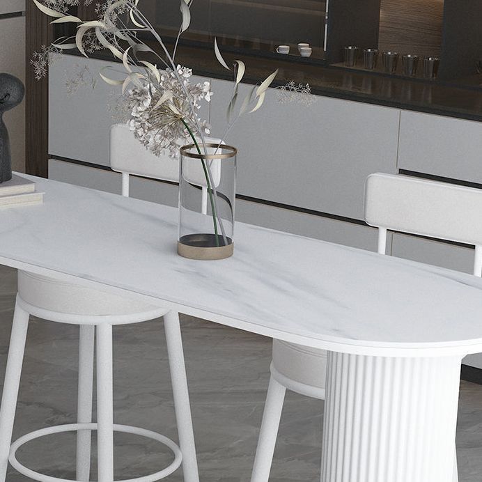 Vrije vorm stenen bar eettafel industriële dubbele voetstuk bartafel