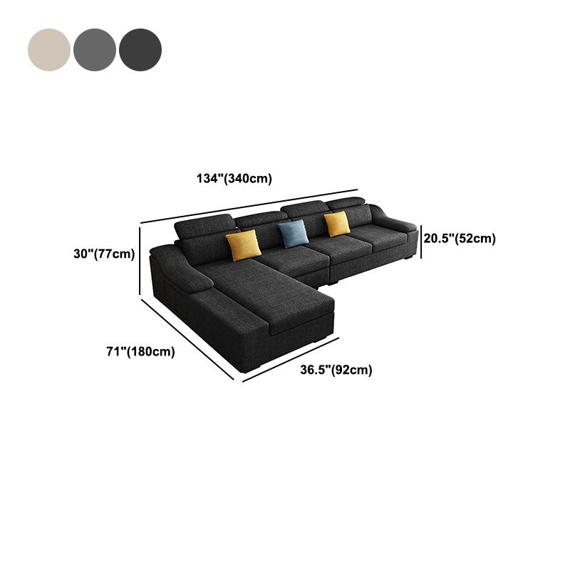 Linen 4-Seater Sectional Sofa with Sloped Arms for Living Room Clearhalo 'furn' 'furn_sectionals' 'Furniture' 'Living Room Furniture' 'Sectionals' 1200x1200_b8949cf8-152d-454e-861d-7d893e2840ed