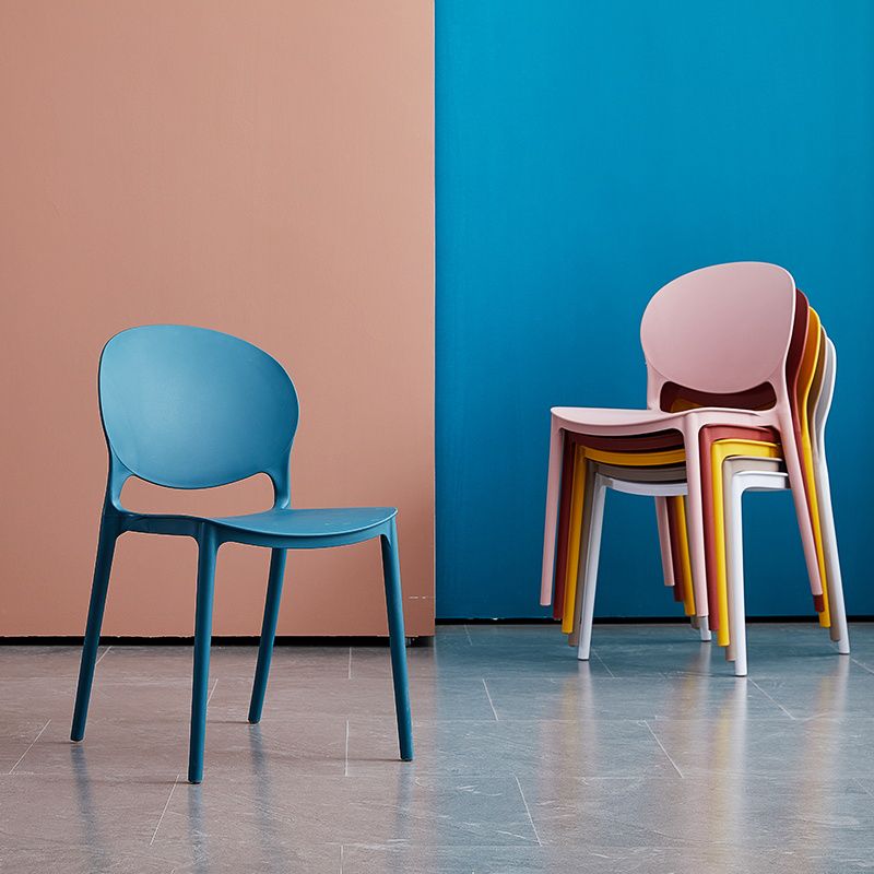 Open Back Armless Dining Chairs Plastic Stackable Dining Side Chairs (Set of 4) Clearhalo ' kitchen&dining_furn' 'Dining Chairs' 'Dining Tables & Seating' 'dining_chair' 'furn' 'furn_dining_chair' 'Furniture' 'furniture_dining_chair' 'Kitchen & Dining Furniture' 'kitchen' 1200x1200_b89593ca-93f3-4e4e-9d51-02110fc21da3