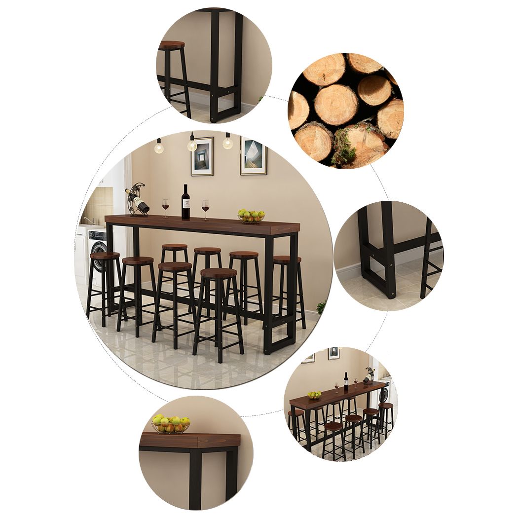 Industrial Bar Table Set 1/5/9 Pieces Solid Wood Pub Table Set for Indoor Clearhalo 'Bar Furniture' 'furn' 'furn_home_bar_bar_sets' 'Furniture' 'Home Bars & Bar Sets' 'home_bar_bar_sets' 'Kitchen & Dining Furniture' 1200x1200_b8960499-40ce-4e6e-b504-858c7611b869