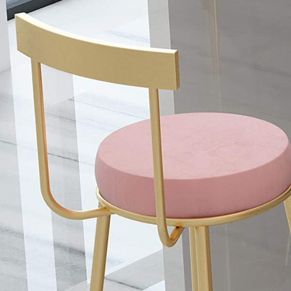 Glam Round Counter Height Stools Grey and Gold Footrest Upholstered Counter Bar Stool Clearhalo 'Bar Furniture' 'Bar Stools' 'bar_stools' 'furn' 'furn_bar_stools' 'Furniture' 'Kitchen & Dining Furniture' 1200x1200_b89be982-5f32-4676-9b35-33af7d6f8c7b