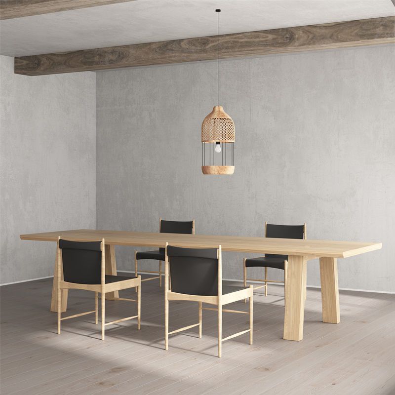 Rectangle Dining Table Solid Wood Dining Table with 4 Legs for Kitchen