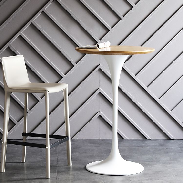 Industrial Metal Bar Table Round Top 41.3"H Pedestal Bistro Table for Cafe and Breakroom Clearhalo 'Bar Furniture' 'Bar Tables' 'bar_tables' 'Furniture' 'furniture_bar_tables' 'Kitchen & Dining Furniture' 'kitchen&dining_furn' 'kitchen' 1200x1200_b89d7c58-9ac4-4d65-8940-98127abac42d