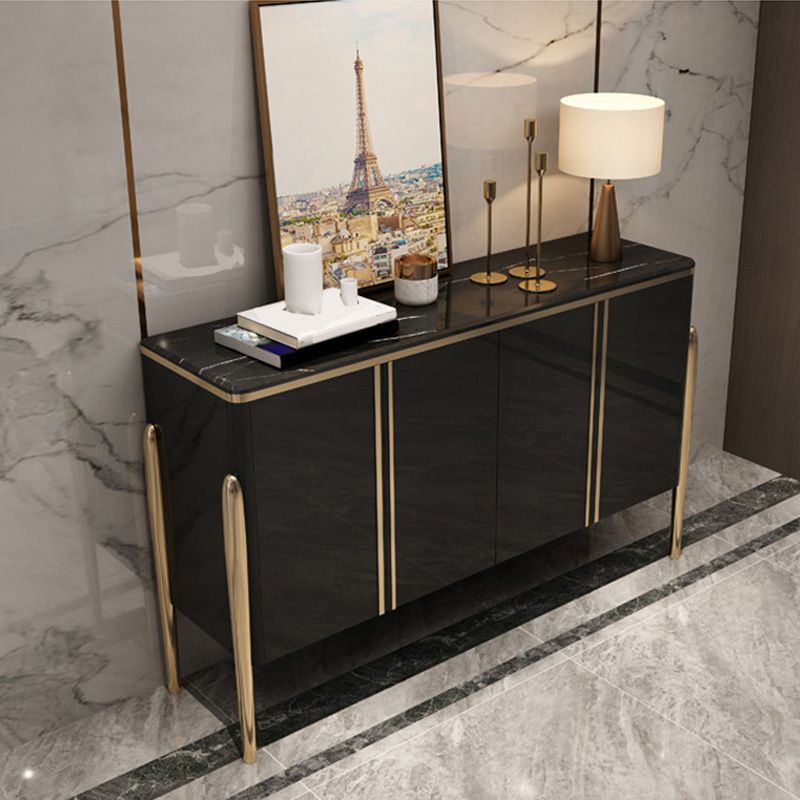 Cabinets Glam Dining Buffet Mirrored Buffet Sideboard with 4-Door Clearhalo 'buffet_sideboard' 'Buffets & Sideboards' 'furn' 'furn_buffet_sideboard' 'Furniture' 'Kitchen & Dining Furniture' 1200x1200_b89f5c61-9cd3-4955-b978-efabd5ed4ef2