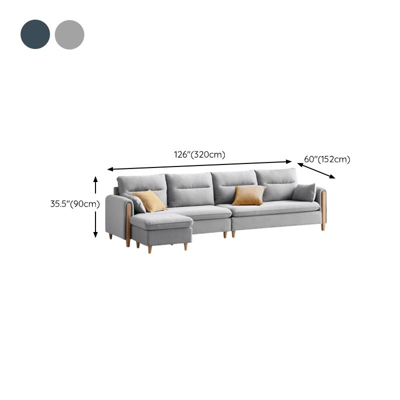 Sofa de tissu contemporain du bras carré en bois massif pour salon