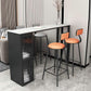 Faux Marble Black Counter Height Dining Table Industrial Metal Base Counter Wine Table