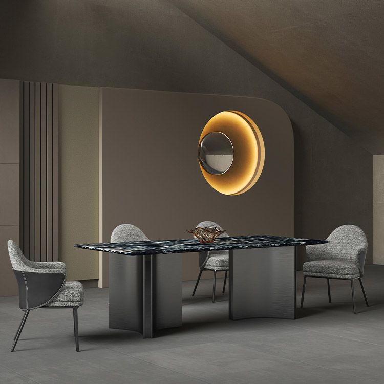 Modern Stone Rectangle Dining Table Stainless Steel Base for Dining Room Clearhalo 'Dining Tables & Seating' 'Dining Tables' 'dining_table' 'furn' 'furn_dining_table' 'Furniture' 'Kitchen & Dining Furniture' 1200x1200_b8a3dbc9-6738-491a-95c7-c022d9fccd87