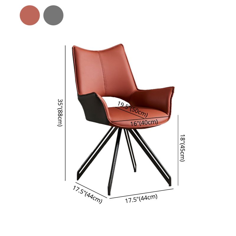 Industrial Style Arm Leather Dining Chairs Open Back Dining Side Chair for Home Clearhalo ' kitchen&dining_furn' 'Dining Chairs' 'Dining Tables & Seating' 'dining_chair' 'furn' 'furn_dining_chair' 'Furniture' 'furniture_dining_chair' 'Kitchen & Dining Furniture' 'kitchen' 1200x1200_b8a43383-44af-4500-9929-1dc85e15fa66