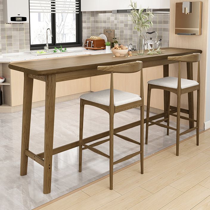 Luxury Rectangle Solid Wood Bar Table Set 1/3/4 Pieces Counter Table with Armless Stools