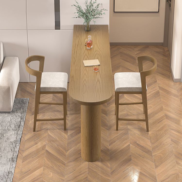 Specialty Solid Wood Bar Table Double Pedestal Bar Height Pub Table in Natural