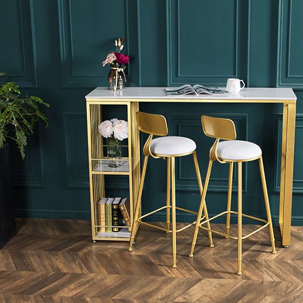 Stone Bar Dining Table Glam Rectangle Bar Table with Double Pedestal for Dessert Shop Clearhalo 'Bar Furniture' 'Bar Tables' 'bar_tables' 'furn' 'furn_bar_tables' 'Furniture' 'furniture_bar_tables' 'Kitchen & Dining Furniture' 1200x1200_b8a8dab0-fe08-4e2c-bfe2-aace36d36510