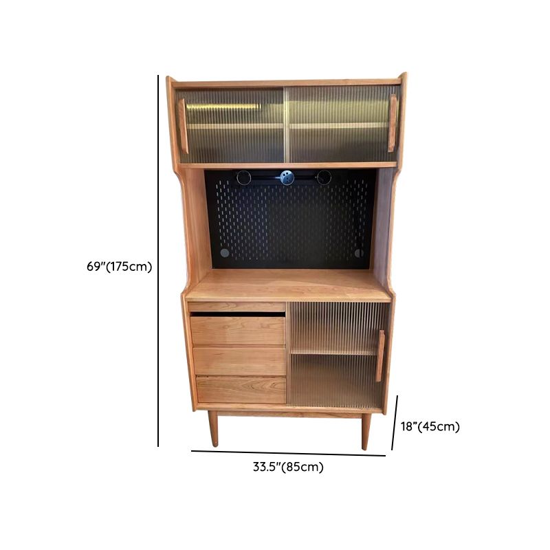 Credenza moderna a 2 cassetti Credenza in legno a pino marrone pino con porte scorrevoli