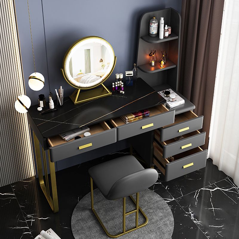 51.2 "H Distano per il trucco di vanità in ardesia con ripiani e 5-cassetti