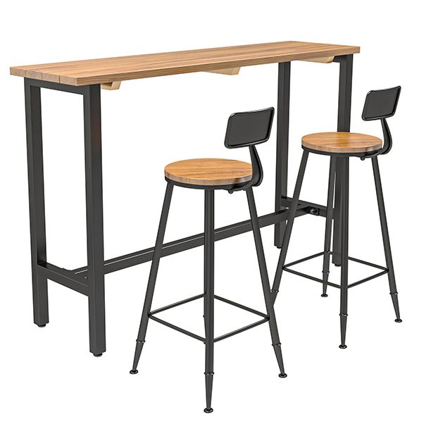 Industrial Bar Dining Table Solid Wood Bar Dining Table with Trestle Base Clearhalo 'Bar Furniture' 'Bar Tables' 'bar_tables' 'furn' 'furn_bar_tables' 'Furniture' 'furniture_bar_tables' 'Kitchen & Dining Furniture' 1200x1200_b8aa8ddb-f555-4a4c-b98b-00649bfee65f