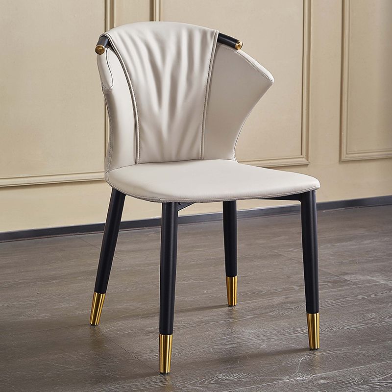 Glam Style Armless Chair Faux Leather Wingback Parsons Chair for Kitchen Clearhalo 'Dining Chairs' 'Dining Tables & Seating' 'dining_chair' 'furn' 'furn_dining_chair' 'Furniture' 'furniture_dining_chair' 'Kitchen & Dining Furniture' 1200x1200_b8aab067-c285-4c80-97fa-353660abf842