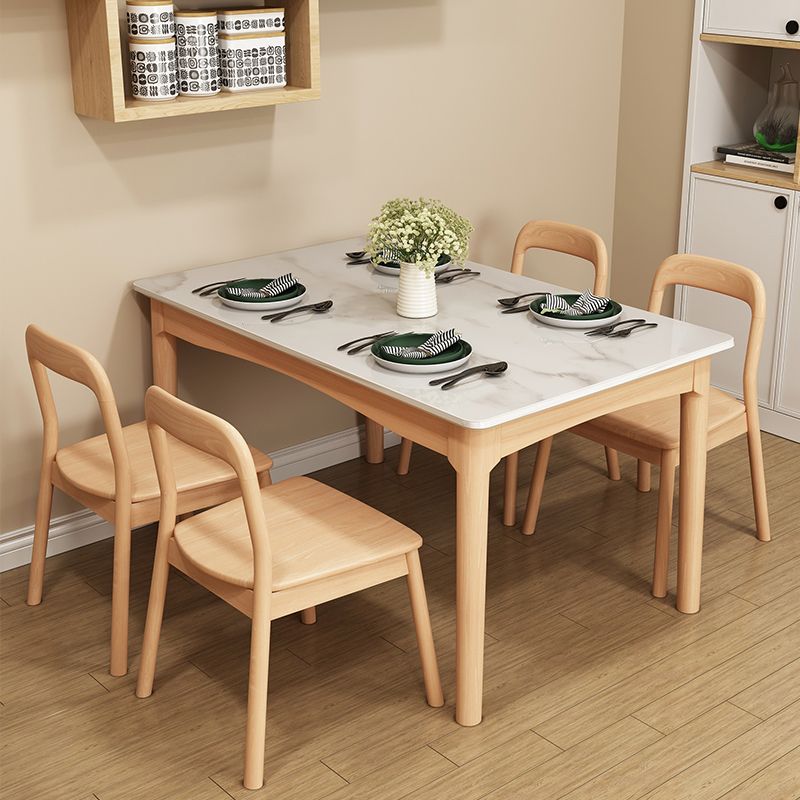 White Top Dinette Table with Wooden Legs Modern Dining Table for Home Clearhalo 'Dining Tables & Seating' 'Dining Tables' 'dining_table' 'furn' 'furn_dining_table' 'Furniture' 'Kitchen & Dining Furniture' 1200x1200_b8aae347-2cb7-4a9c-8dc0-dc75f86cc63e