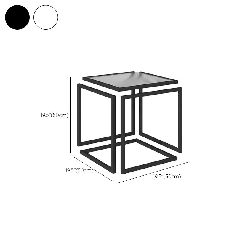 Glam Corner Table Living Room Square Frame Glass Top Accent Side Table