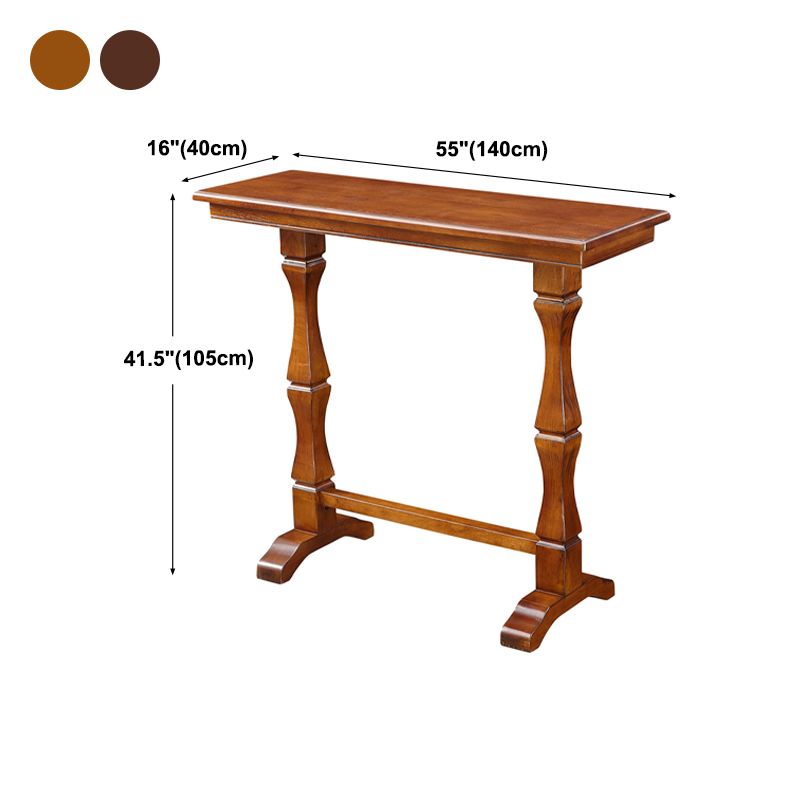 Modern Brown Wood Counter Table with Rectangle Table Top Trestle Table - 42" H Clearhalo 'Bar Furniture' 'Bar Tables' 'bar_tables' 'furn' 'furn_bar_tables' 'Furniture' 'furniture_bar_tables' 'Kitchen & Dining Furniture' 1200x1200_b8ae0a11-3434-451c-8e4e-9b87ec05c773