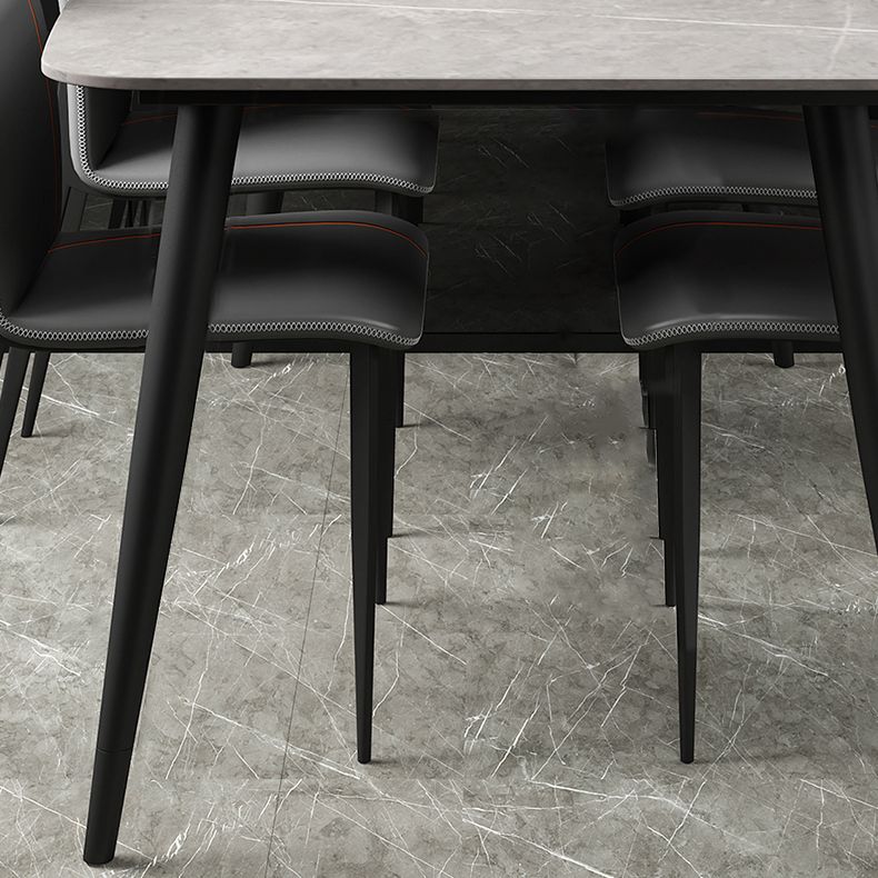 Simplicity Style Sintered Stone Dining Table 4 Legs Carbon Steel Base Rectangle Table for Home Clearhalo ' dining_table' 'Dining Tables & Seating' 'Dining Tables' 'furn' 'furn_dining_table' 'Furniture' 'furniture_dining_table' 'Kitchen & Dining Furniture' 'kitchen&dining_furn' 'kitchen' 'kitchen_dining_table' 1200x1200_b8afcf6a-26ae-494f-a632-70ccc2b5eeee