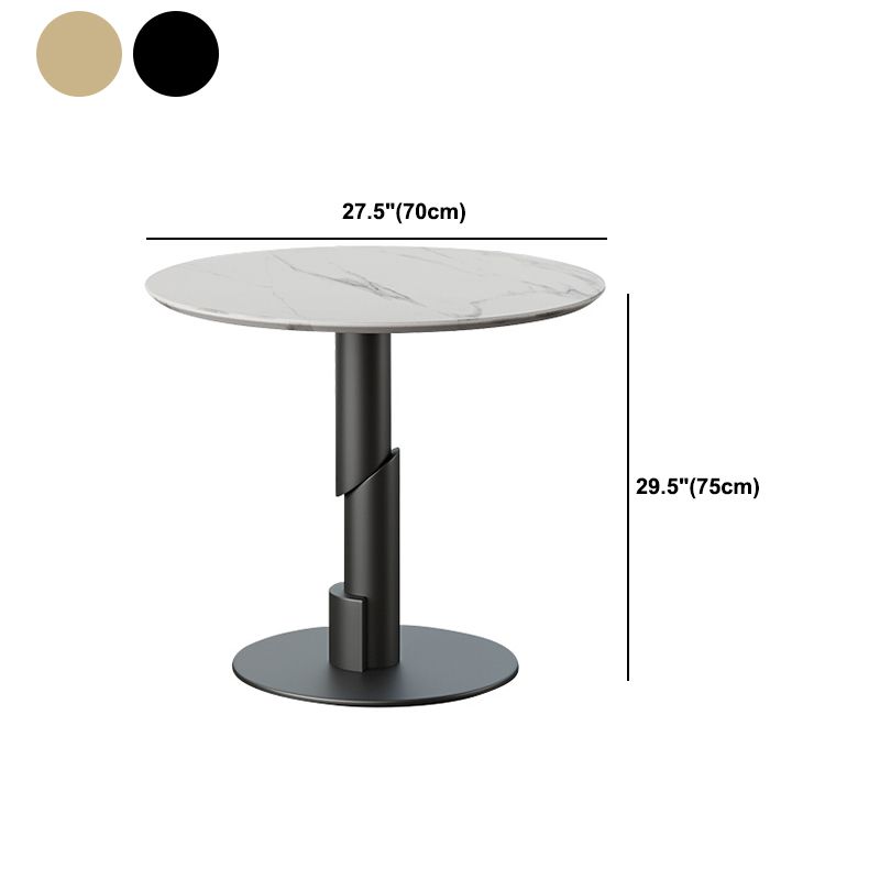 Modern Style Dining Table Sintered Stone Round Table with Metal Base
