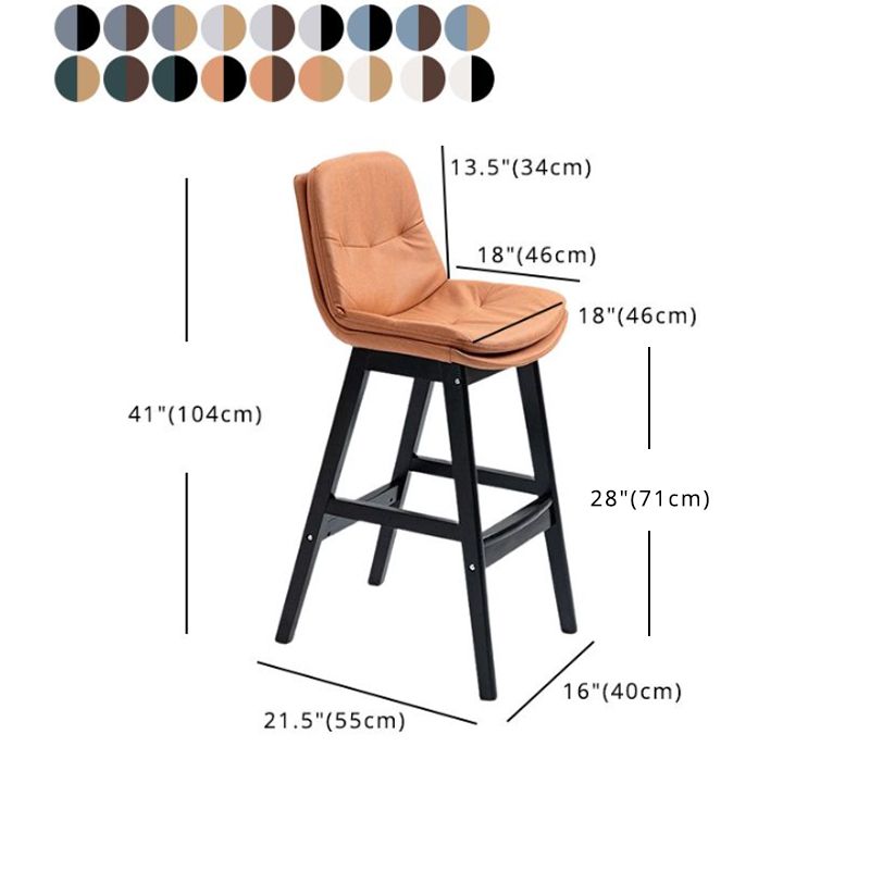 Scandinavian Upholstered Footrest Low Back Stool 27.95'' Rubberwood Bar Stool Clearhalo 'Bar Furniture' 'Bar Stools' 'bar_stools' 'Furniture' 'furniture_bar_stools' 'Kitchen & Dining Furniture' 1200x1200_b8b36126-10e2-427b-8a84-2862d0c06253