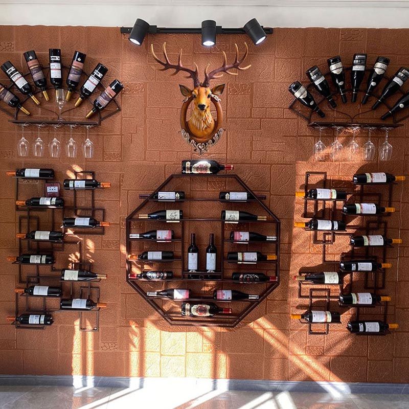 Industrie Wandmontierte Flaschen Weinregal Metall Wine Rack Flasche in Messing