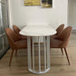 Modern White Stone Dining Table 78"L Table Sled Base Table for Home
