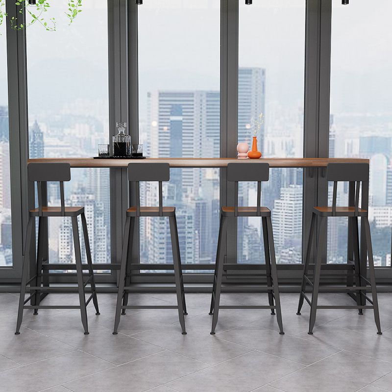 Pine Wood Top Pub Table Rectangle Modern Bar Table with Trestle Base in ...