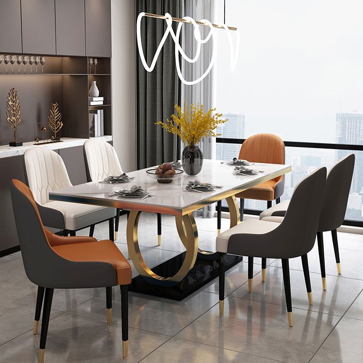 Traditional Luxury Rectangle Dining Table Stone Dinner Table with Trestle Base Clearhalo ' dining_table' 'Dining Tables & Seating' 'Dining Tables' 'furn' 'furn_dining_table' 'Furniture' 'furniture_dining_table' 'Kitchen & Dining Furniture' 'kitchen&dining_furn' 'kitchen' 'kitchen_dining_table' 1200x1200_b8b868c2-9ec3-4c33-8a00-710c4c4f0a5d